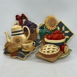 Vintage 1990s Country Kitchen Wall Plaques from Home Interior